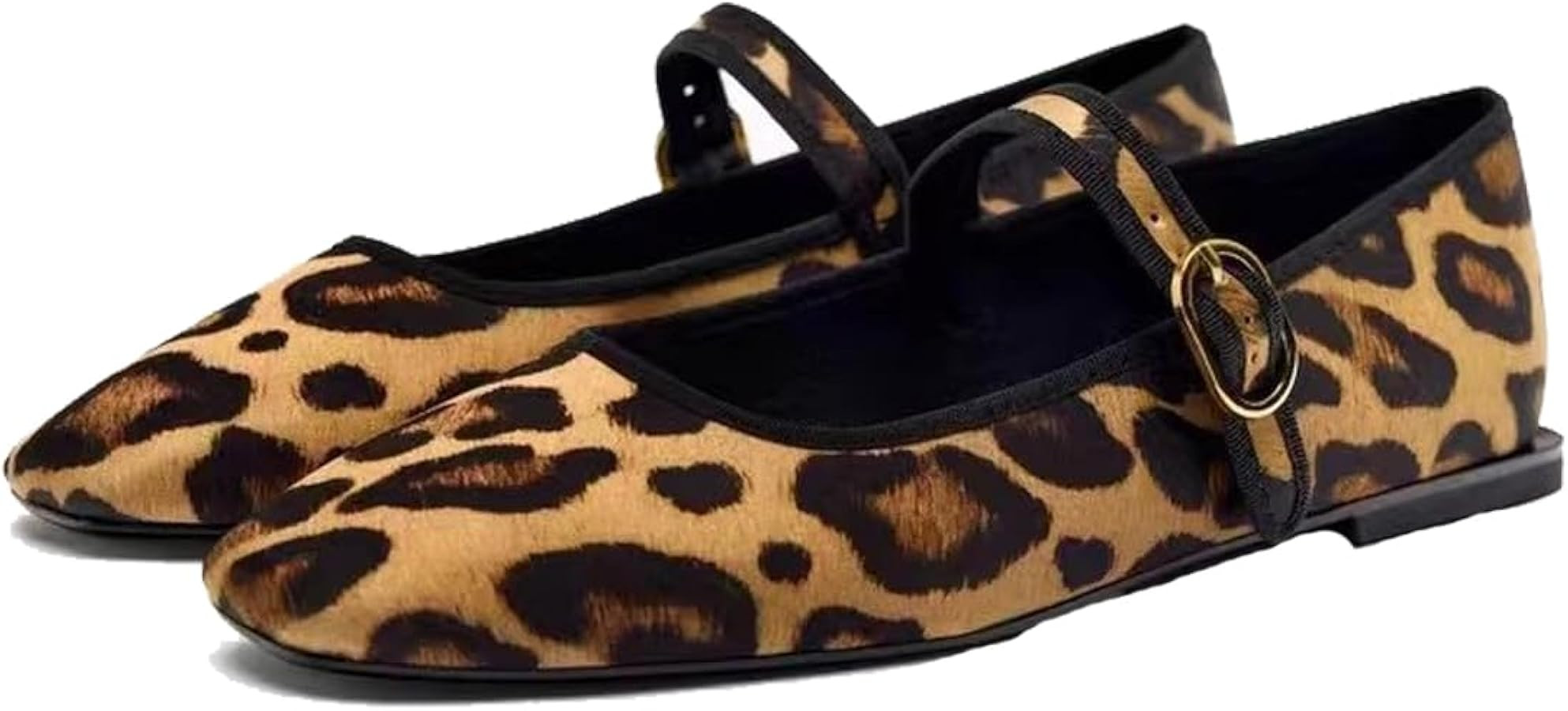 Mary Jane Flat Snap Leopard Square Toe Flats Comfortable Square Toe Flats | Amazon (US)
