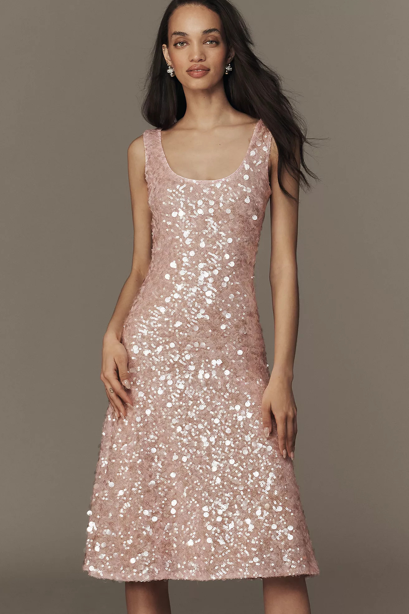 Helsi Isla Sequin Scoop-Neck Midi Dress | Anthropologie (US)
