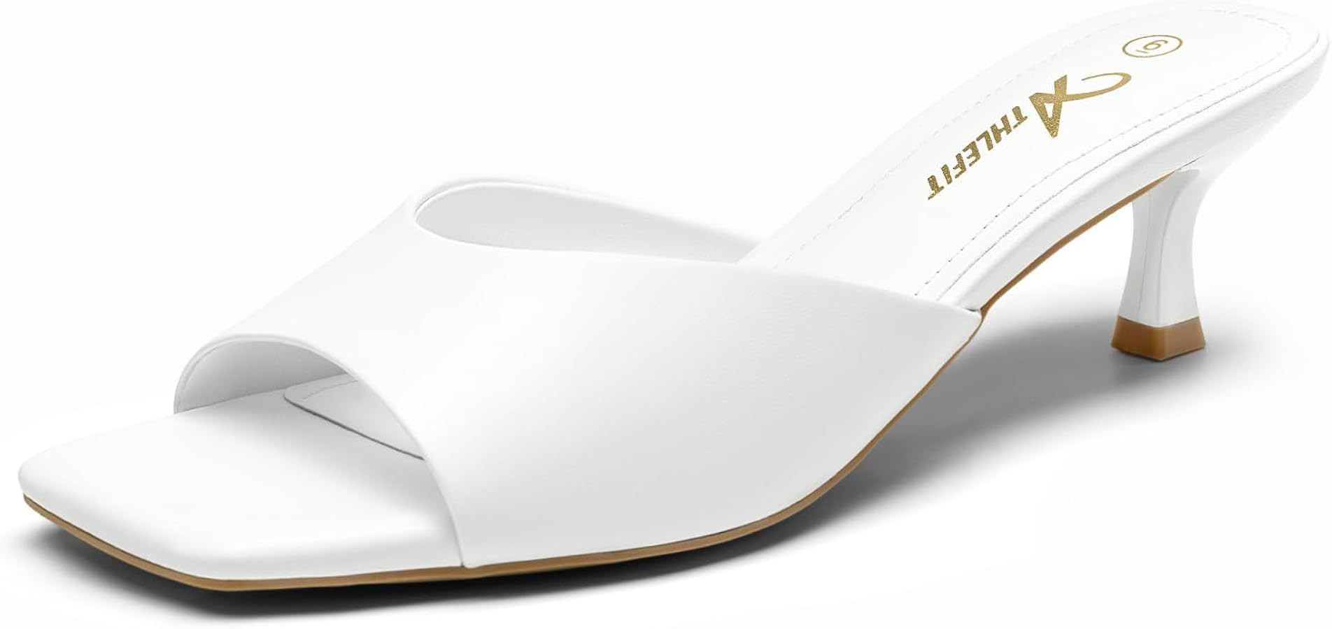 Athlefit Kitten Heels for Women Heeled Sandals Square Open Toe Low Heels Comfortable Slip On Slid... | Amazon (US)