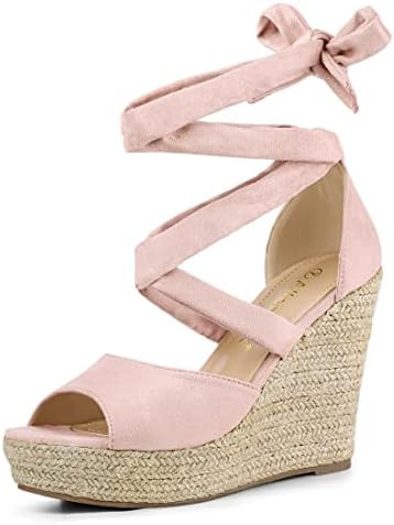 Allegra K Women's Lace Up Espadrilles Platform Platform Wedges Sandals | Amazon (US)