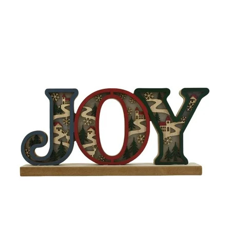 Light-Up Wooden Joy Christmas Tabletop Decoration, Brown, 11.75", by Holiday Time | Walmart (US)