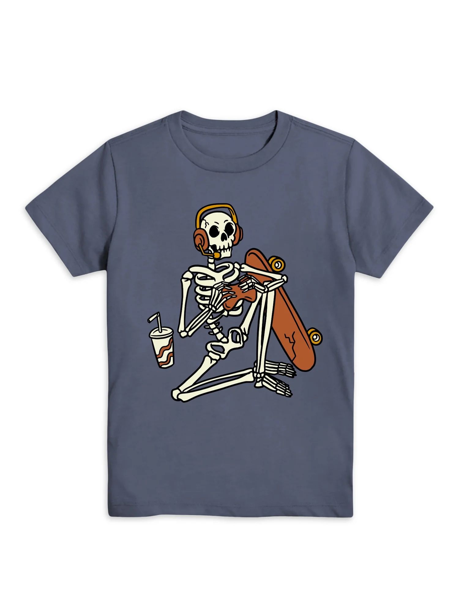 Wonder Nation Boys Skeleton Hang Out, Crew Neck, Short Sleeve, Graphic T-Shirt, Sizes 4-18 | Walmart (US)