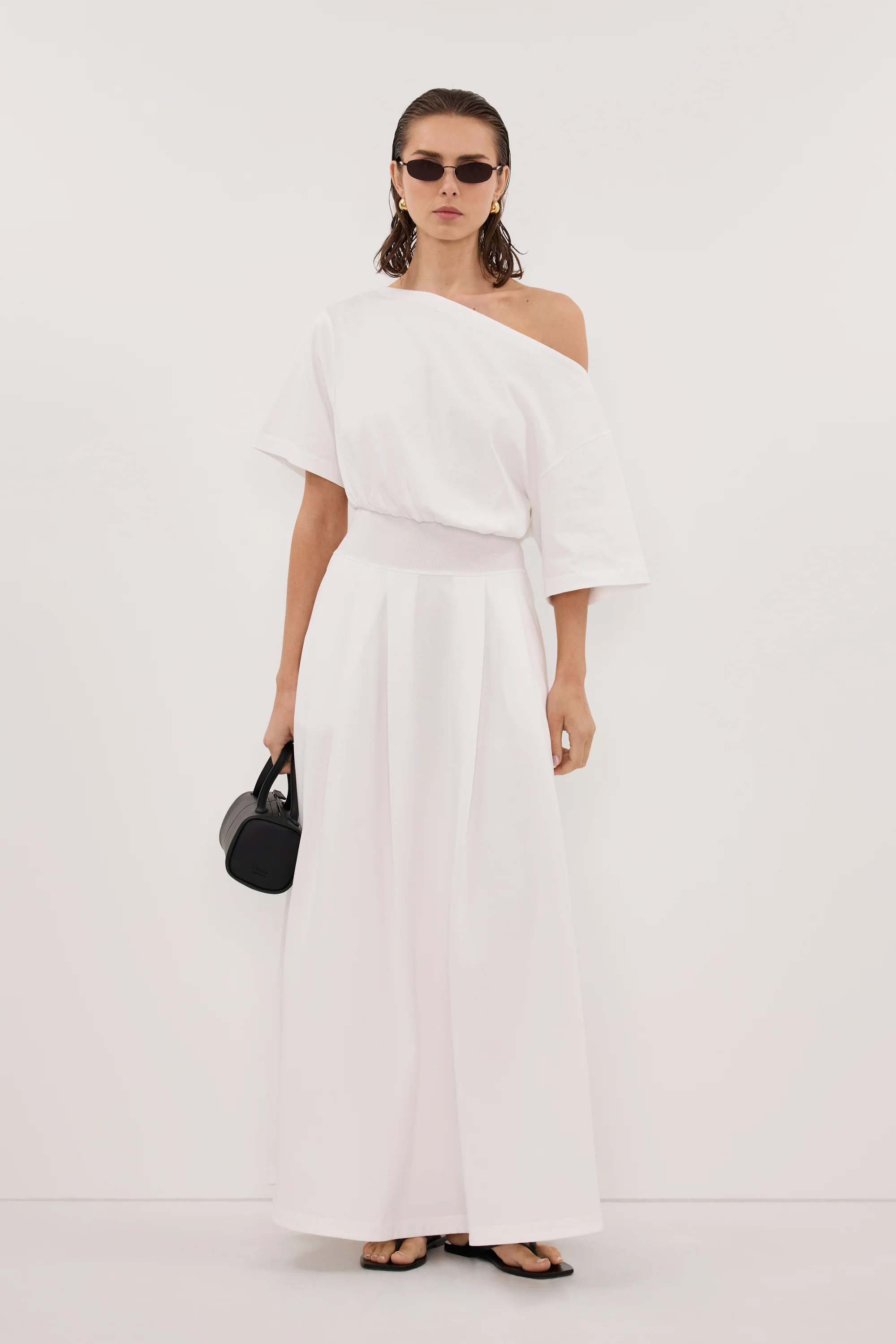 ESME WHITE ASYM MAXI DRESS | DISSH