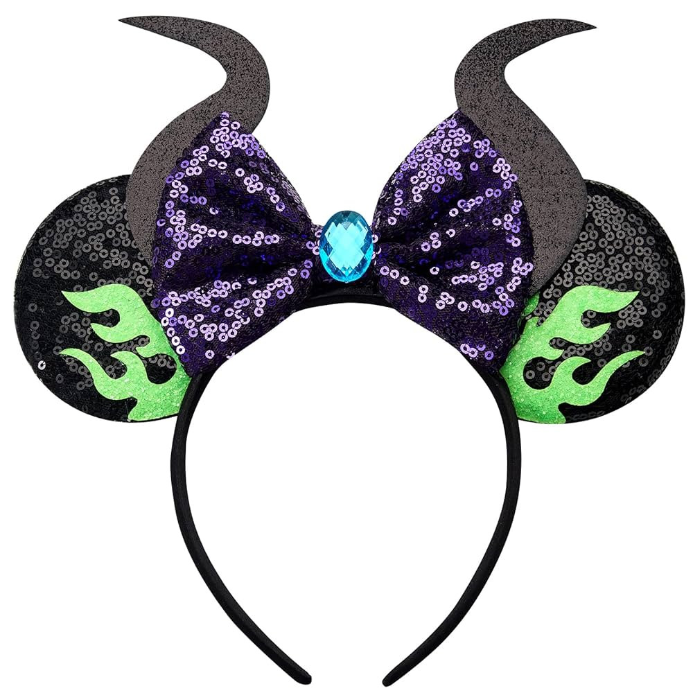 RAZKO Mouse Ears Headband, Sequin Maleficent Mouse Ears Hairband Mice ears Headband for Women Gir... | Amazon (US)