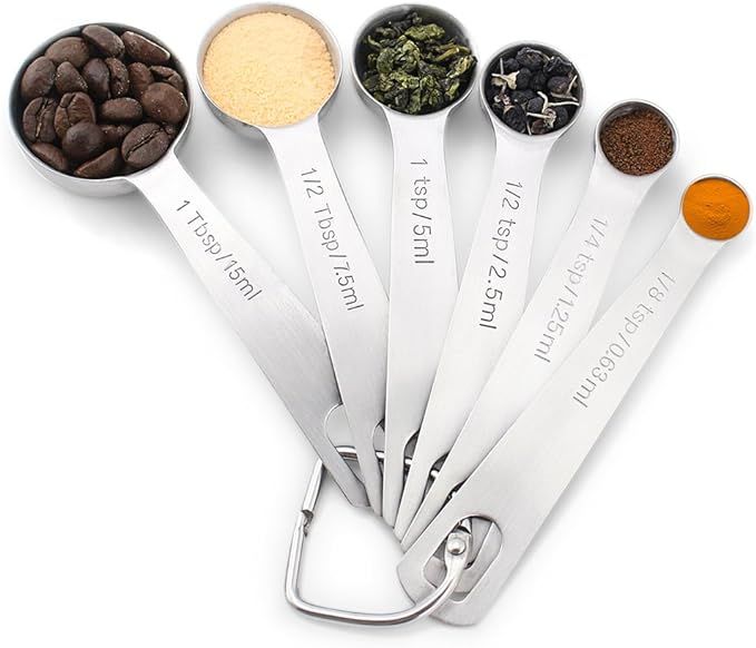 1Easylife 18/8 Stainless Steel Measuring Spoons, Set of 6 for Measuring Dry and Liquid Ingredient... | Amazon (US)