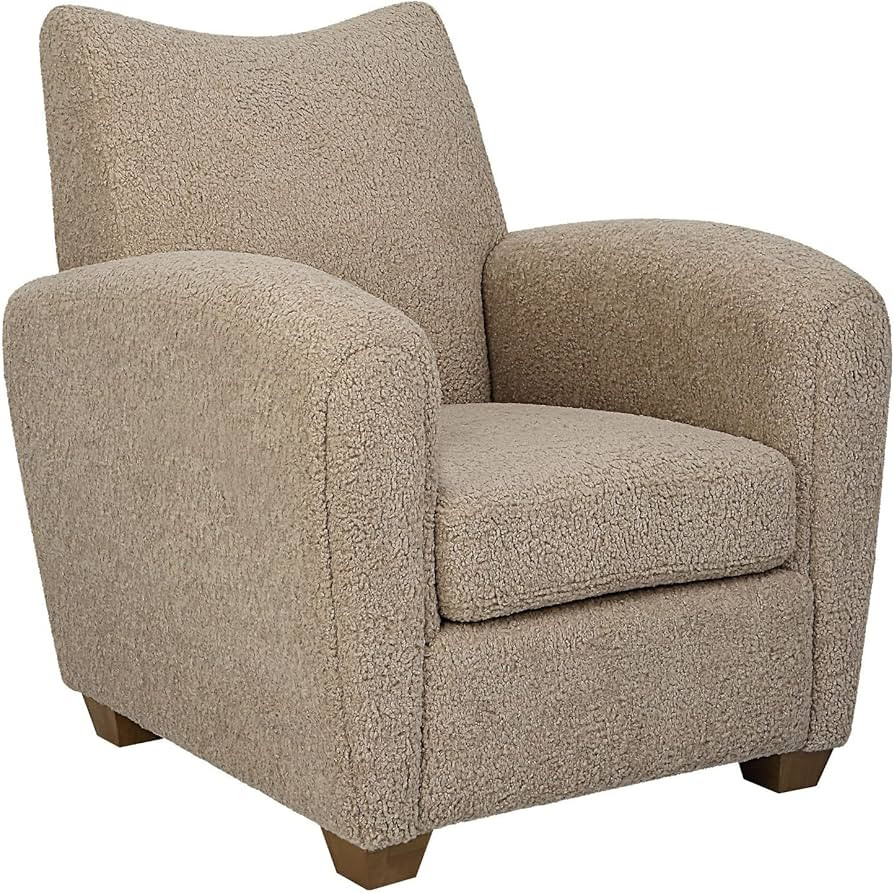 Uttermost Teddy Farmhouse Wood and Fabric Accent Chair in Brown | Amazon (US)