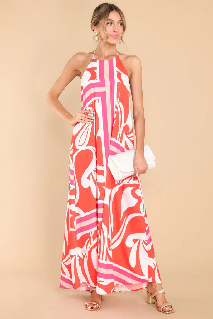 Vacay State Of Mind Red Print Maxi Dress | Red Dress 