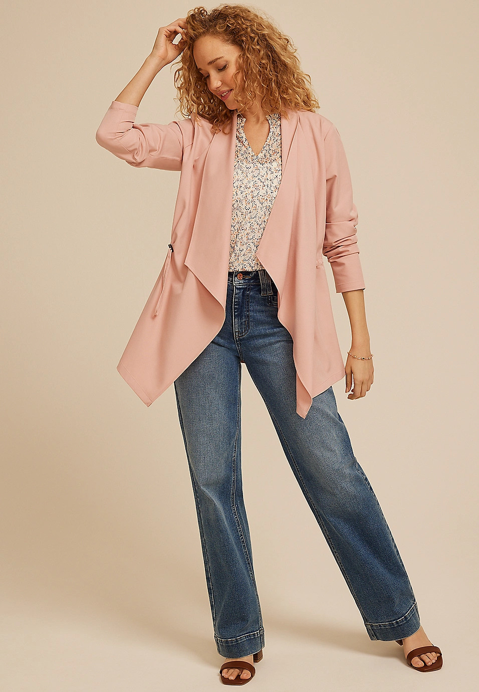 Waterfall Cinched Blazer | Maurices
