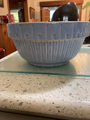Vintage Antique 1904 Blue Crock Stoneware Mixing Batter Bowl | eBay US