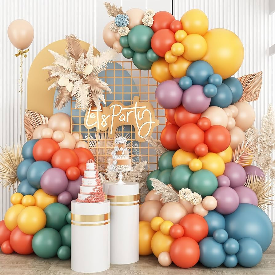 Boho Rainbow Balloon Arch Kit,Boho Balloon Garland with Colorful Retro Blue Nude Yelloow Purple O... | Amazon (US)