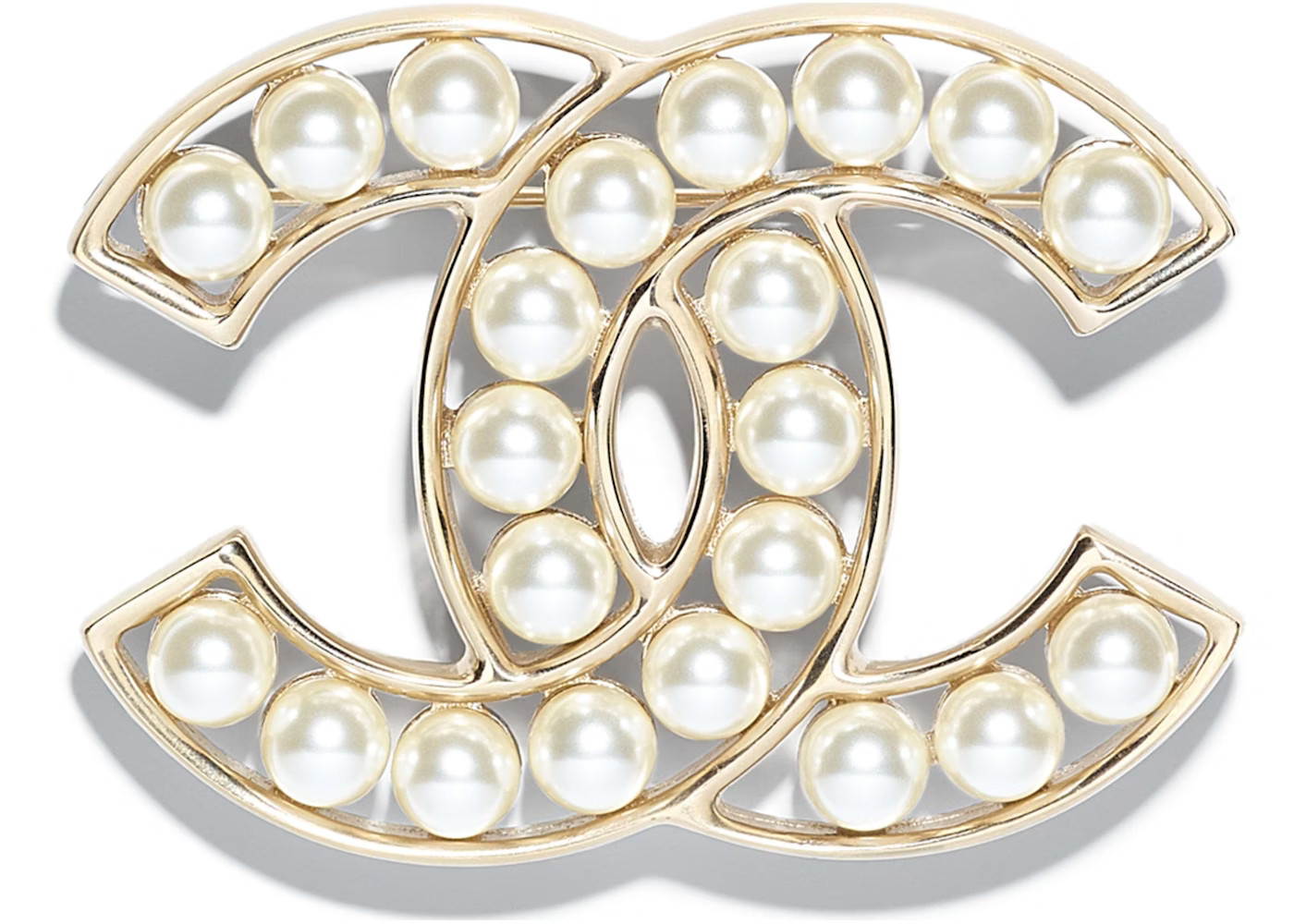 Chanel Glass Pearl CC BroochGold | StockX