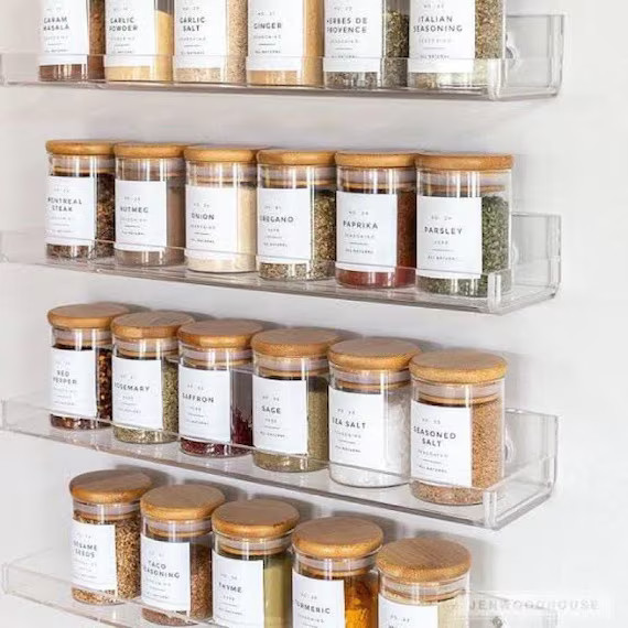 Natural Bamboo Glass Spice Jar | Etsy | Etsy (US)