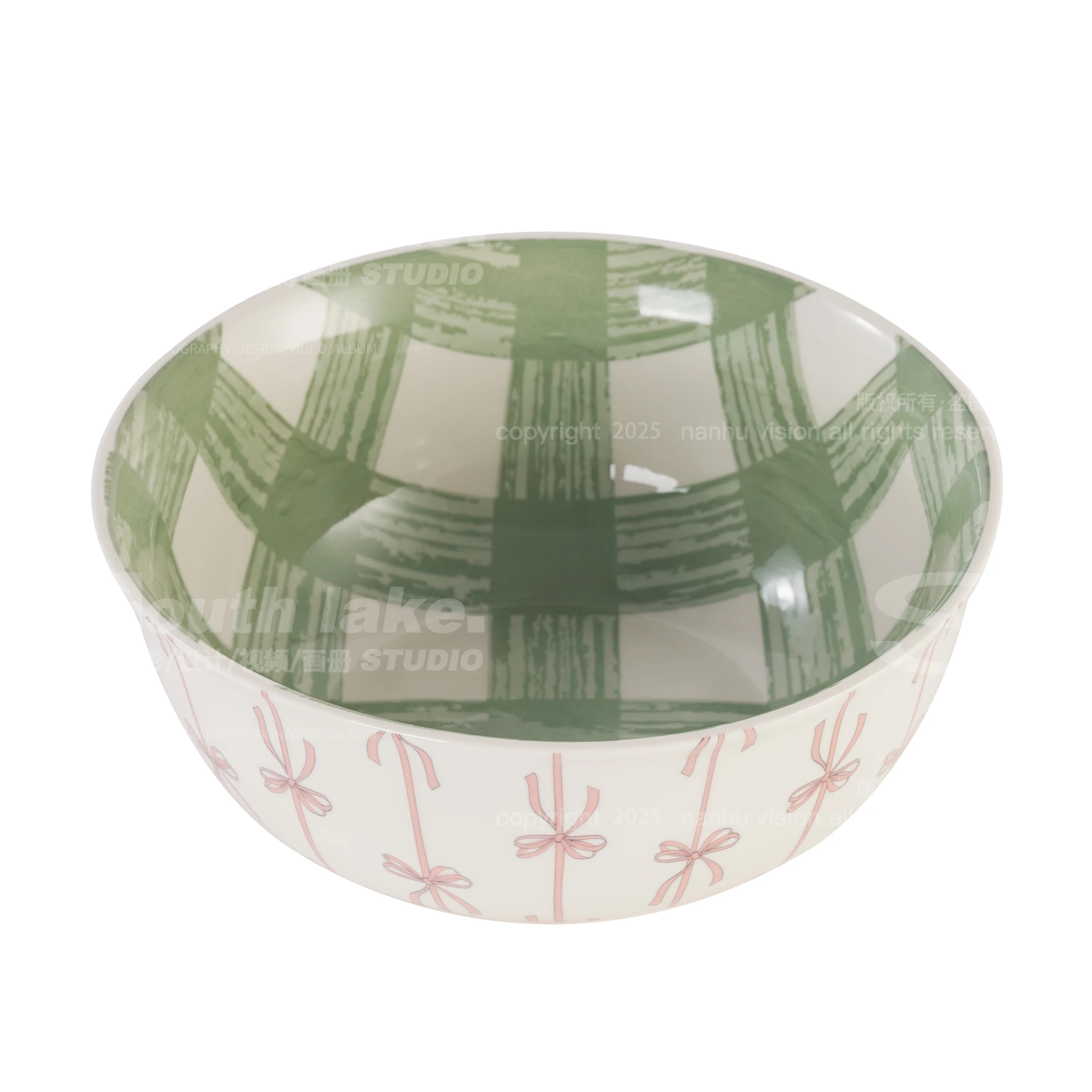 Way to Celebrate Ceramic Easter Large Serving Bowl with Bows and Checks | Walmart (US)