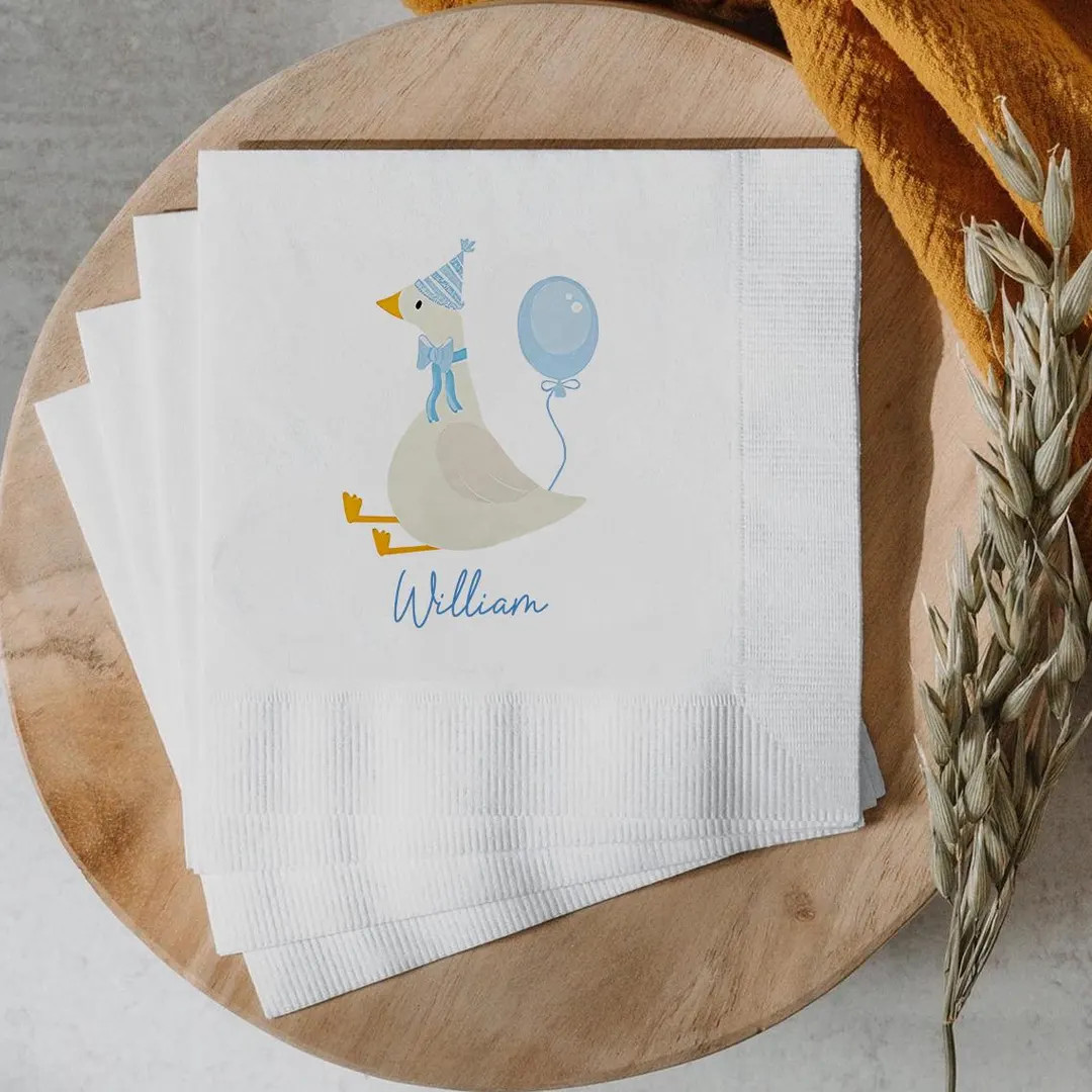 One Silly Goose Napkins, Goose 1st Birthday Decorations, Custom Napkins, One Birthday Party Napki... | Etsy (US)