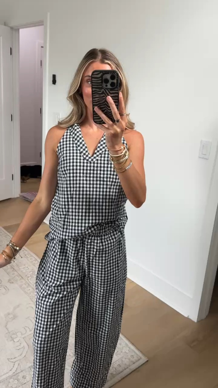 Amazon size small QIBABU Womens Summer Gingham 2 Piece Set Halter Neck Sleeveless Top Pant Sets Casual Cotton Lounge Outfits with Pockets

#LTKootd #LTKSaleAlert #LTKSeasonal