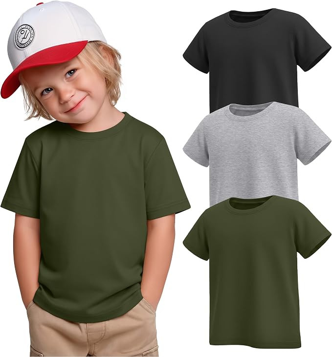 Oakgarden 3 Pack Toddler Boys Crewneck T Shirts | 18M-5T, Short Sleeve Solid Tees, Soft Basic Top... | Amazon (US)