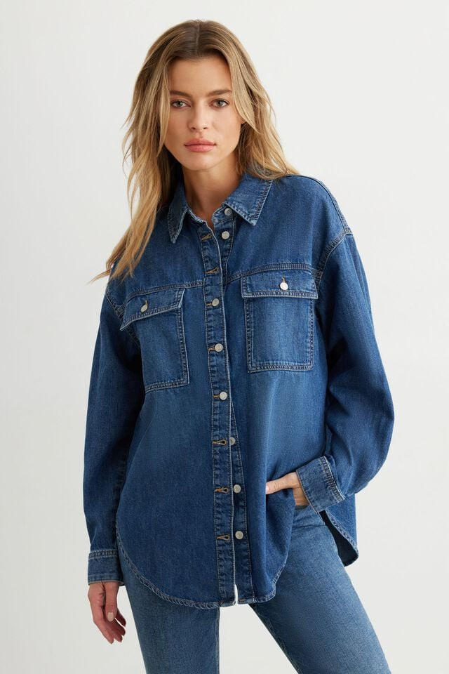 Denim Button Up Shirt | Dynamite Clothing