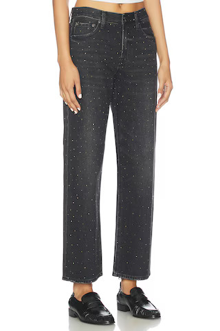 PISTOLA Lexi Midrise Bowed Straight Jeans in Silver Screen from Revolve.com | Revolve Clothing (Global)