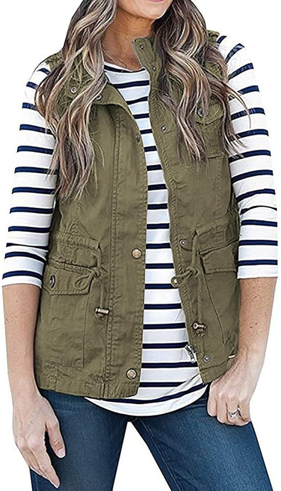 SENSERISE Womens Utility Vest Lightweight Military Vests Outerwear Sleeveless Jacket Anorak Coat ... | Amazon (US)