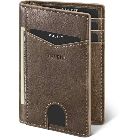 VULKIT Bifold Front Pocket Slim Wallet RFID Blocking Minimalist Thin Leather Credit Card Holder Wallet for Men and Women | Walmart (US)