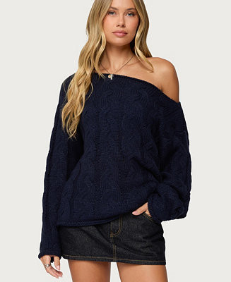 Women's Nellie Off Shoulder Cable Knit Sweater | Macy's
