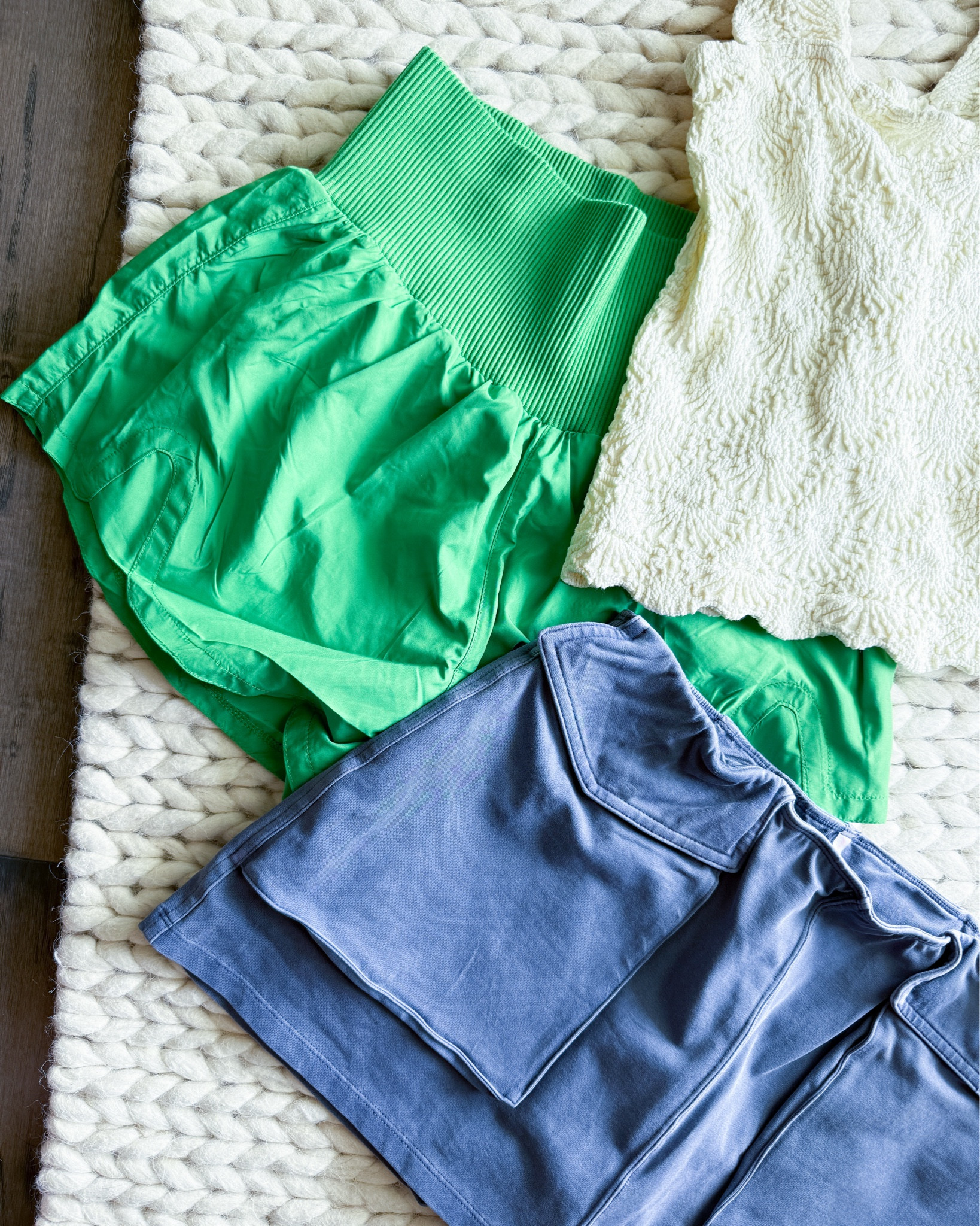 These Free People summer staples are all I want to wear right now. Comfy, colorful, & just easy. The white textured tank is a wardrobe chameleon (it works with literally everything), the green shorts are lightweight with a wide smocked waistband that’s so flattering, & the blue skort is as practical as it is cute. All size small, all highly recommend.

Searchable keywords:
free people summer basics – textured white tank – smocked waist green shorts – free people skort – casual summer outfit – lightweight summer wardrobe – easy summer style – comfy cute outfit – free people review – size small free people – summer capsule pieces – elevated everyday style – trending free people finds – free people ltk picks – neutral summer outfit

#LTKActive #LTKU #LTKStyleTip