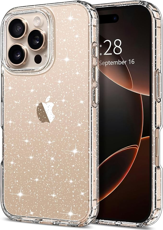 Hython for iPhone 16 Pro Max Case Glitter, Clear Glitter Sparkly Shiny Bling Sparkle Cute Cover, ... | Amazon (US)