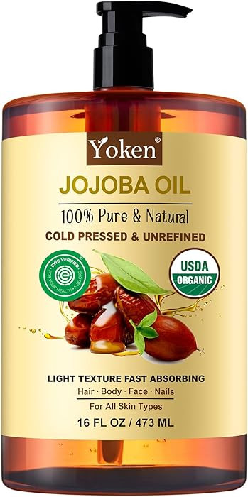 Pure Jojoba Oil Organic USDA Certified 16 fl oz, 100% Natural Jojoba Oil for Hair, Skin & Face, C... | Amazon (US)