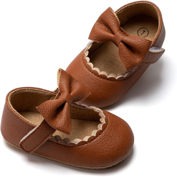 HsdsBebe Infant Baby Girls Mary Jane Flats Bow Non-Slip Soft Sole Princess Toddler First Walkers ... | Amazon (US)
