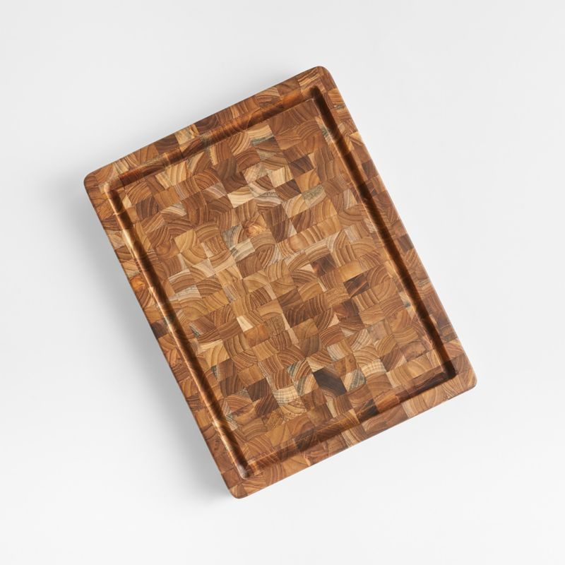 Teakhaus End-Grain Cutting Board/Serving Board with Juice Canal 16"x12" + Reviews | Crate & Barre... | Crate & Barrel