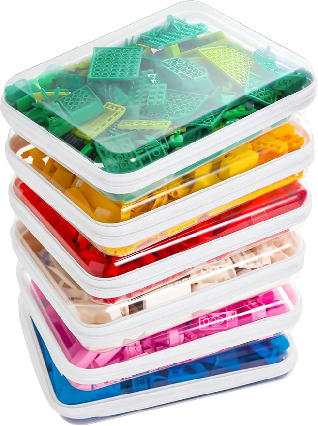 Zippered Pouch Hard, Clear Zippered Hard Pouch, Stackable Storage Bins, Portable Clear Bin Zipper... | Amazon (US)