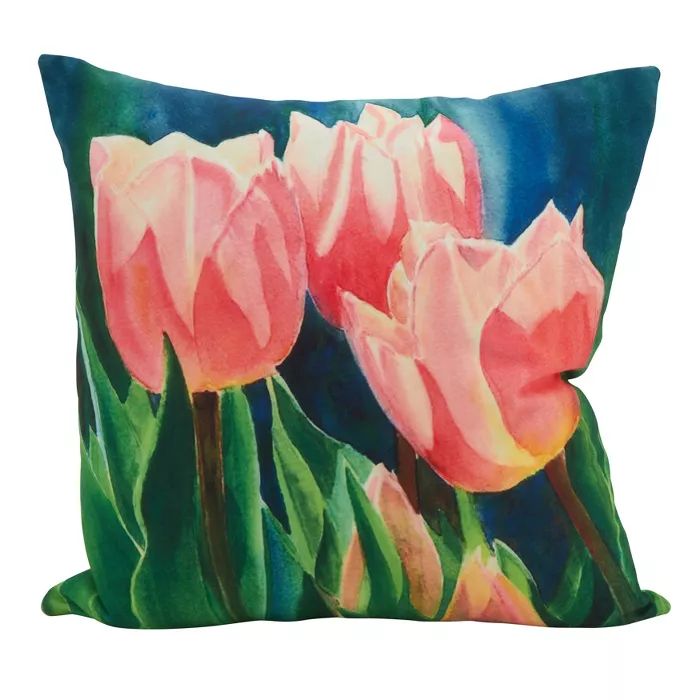 Saro Lifestyle 18"x18" Tulip Square Statement Poly Filled Throw Pillow Pink | Target