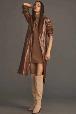 Avec Les Filles Croc Faux Leather Trench Coat | Anthropologie (US)