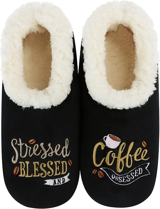 Snoozies Pairable Slipper Socks | House Slippers for Women, Fuzzy Slipper Socks | Coffee Designs | Amazon (US)