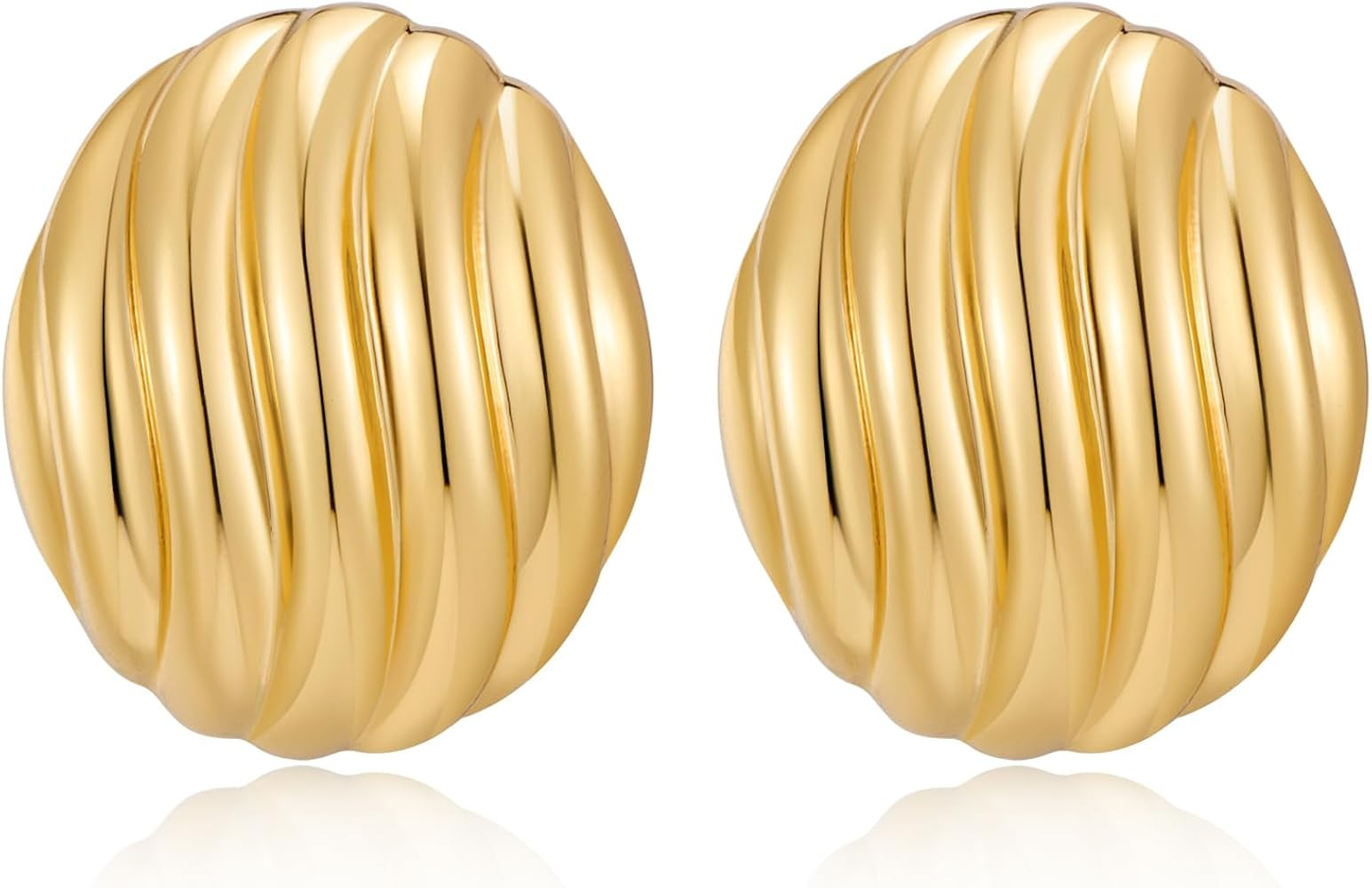 MUYAN Chunky Gold Textured Earrings for Women Trendy Minimalist Large Chunky Studs Fashion Jewelr... | Amazon (US)