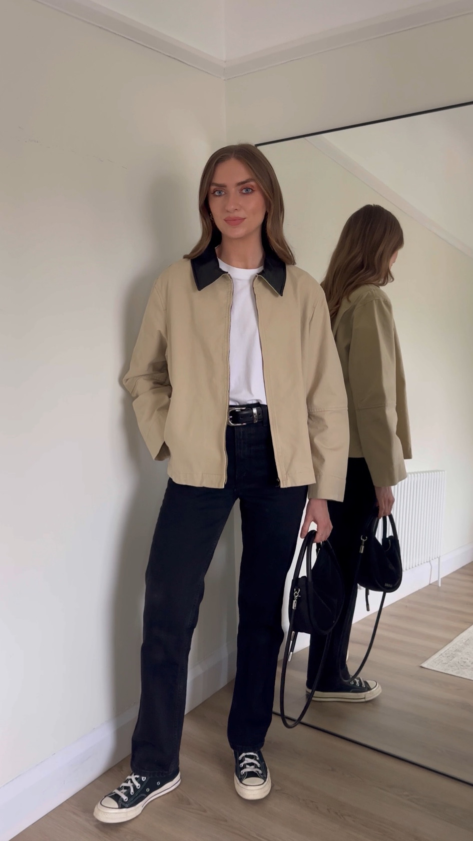 Studded leather belt styling

Medium in the Mango camel/beigejacket
Small in the & Other Stories white t-shirt
26 Reg in the Abercrombie black straight leg jeans
I’m 5 ft 5]Converse chuck 70
Ganni knot mini bag




Everyday outfit, wardrobe staples, capsule wardrobe, smart casual outfit
Studded belt outfit, Khaite belt, designer dupe, beige jacket, converse outfit

#LTKuk #LTKstyletip #LTKeurope