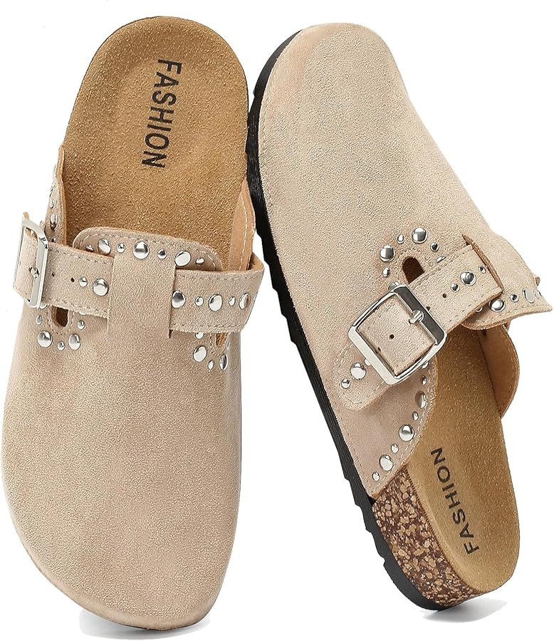 YorFotMae Womens Suede Clogs Mens Leather Slip On Mules Comfortable Adjustable Buckle Arch Suppor... | Amazon (US)