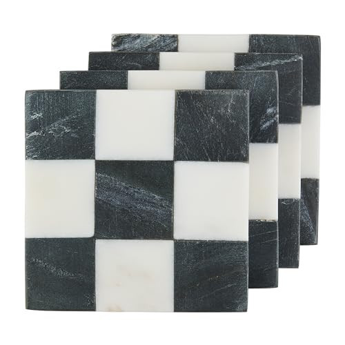 Mud Pie Square Checkered Coaster Set; 4" x 4" | Amazon (US)