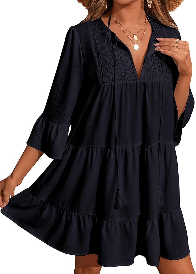 BMJL Women's Swimsuit Coverup Swim Beach Cover up Swimwear Lace Bathing Suit Cover ups Dresses | Amazon (US)