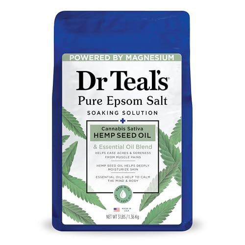 Dr Teal's Pure Epsom Magnesium Salt Soak, Cannabis Sativa Hemp Seed Oil, 3 lb (Pack of 4) | Amazon (US)
