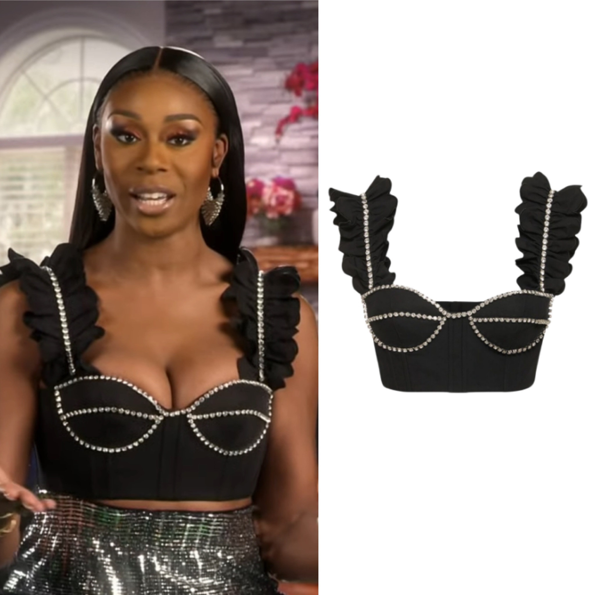 Nneka Ihim’s Black Embellished Confessional Crop Top 