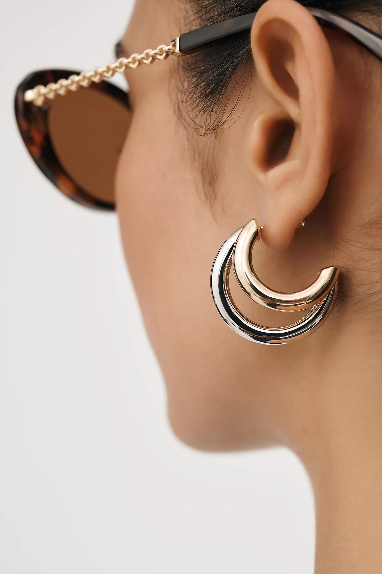 Mixed Metal Half-Moon Hoop Earrings | Anthropologie (US)
