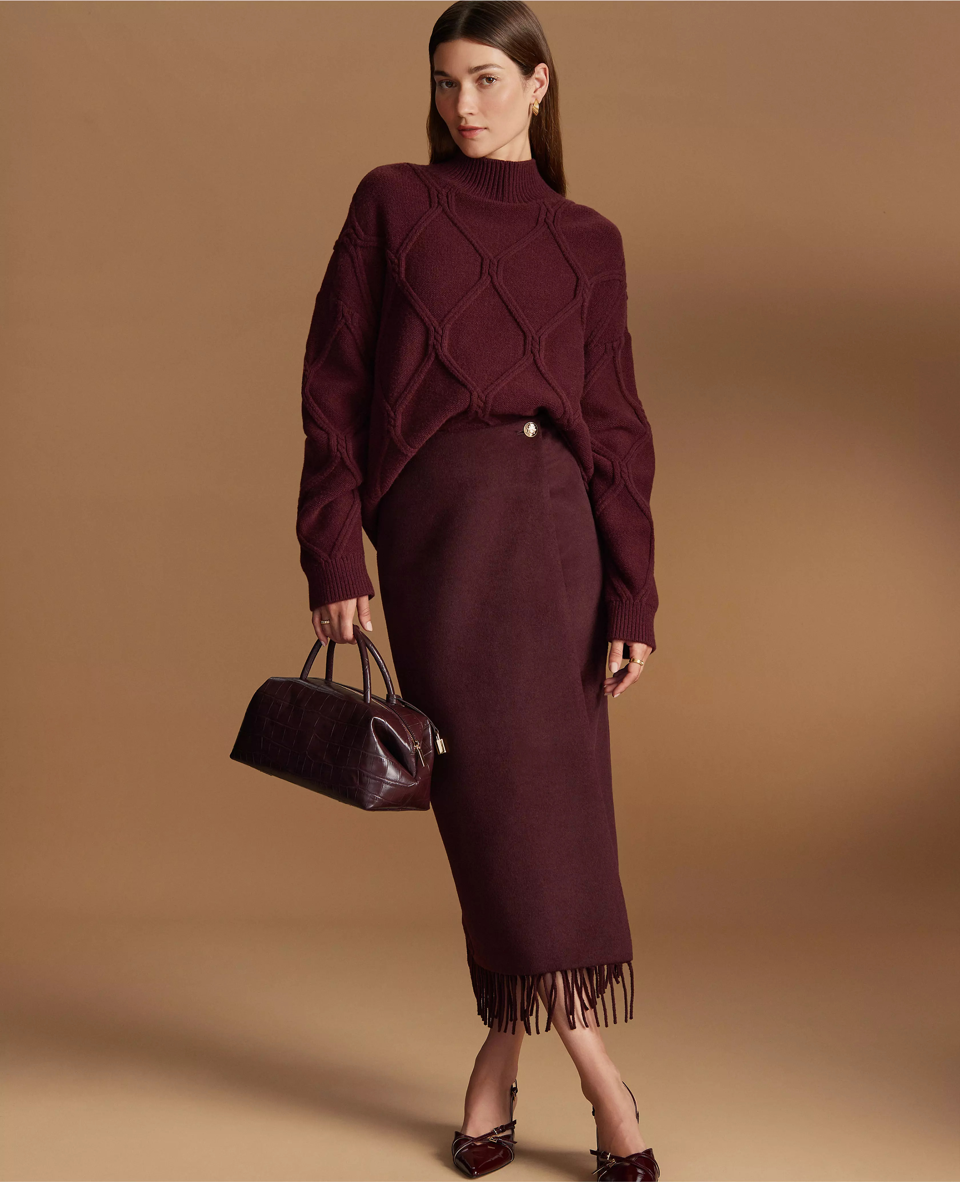 Fringe Midi Wrap Skirt | Ann Taylor