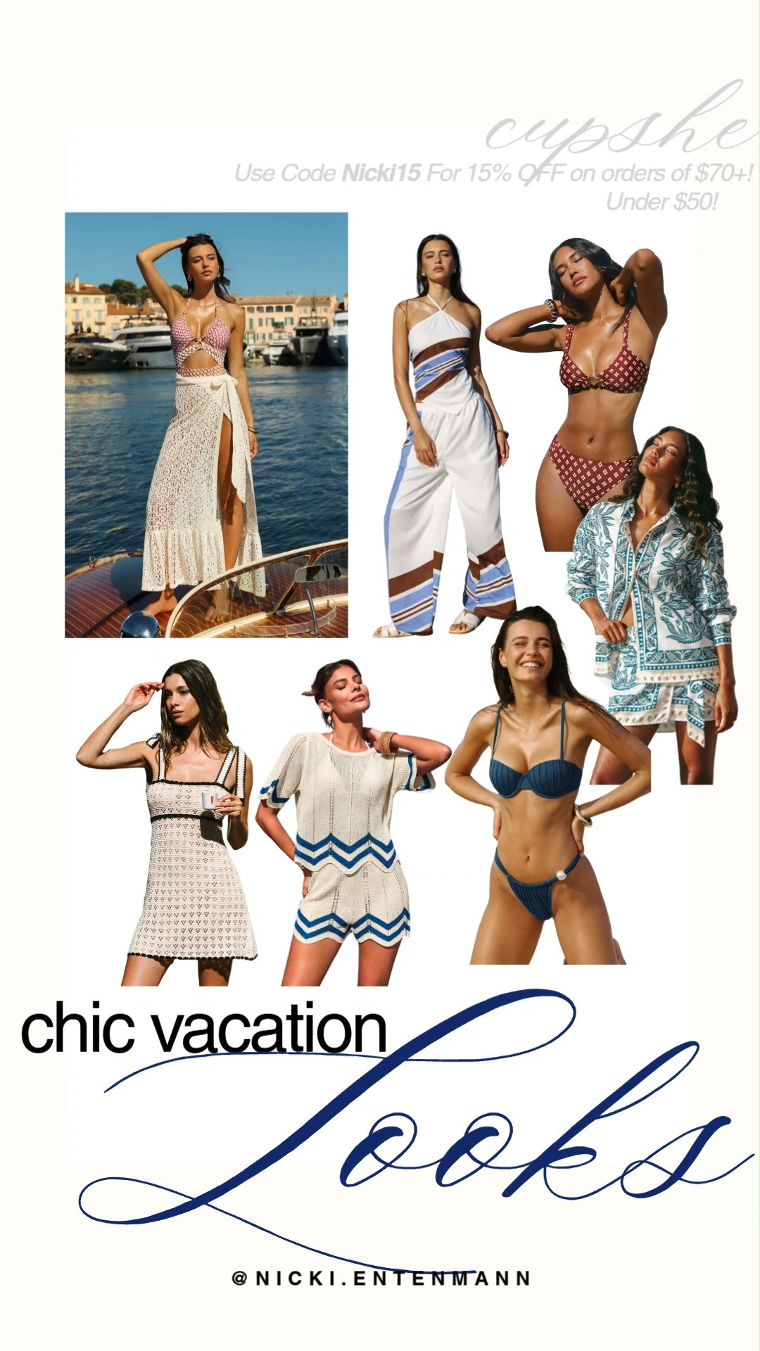 Upgrade your getaway style with chic vacation looks under $50 from Cupshe. Printed bikinis, breezy cover ups, crochet dresses, and matching pants make resort ready outfits effortless. Use code Nicki15 for extra savings. #cupshe #vacationstyle #resortwear #swimwear #resortstyle #vacationoutfit #summerfashion #salealert #shoppinghaul #modernliving 👙🌴✨ 

 #LTKootd #LTKSaleAlert #LTKSwim
