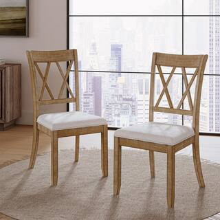 JAYDEN CREATION Aitana Rustic Farmhouse Natural Solid Wood Dining Chair (Set of 2) ZDCHS0236-NAT ... | The Home Depot