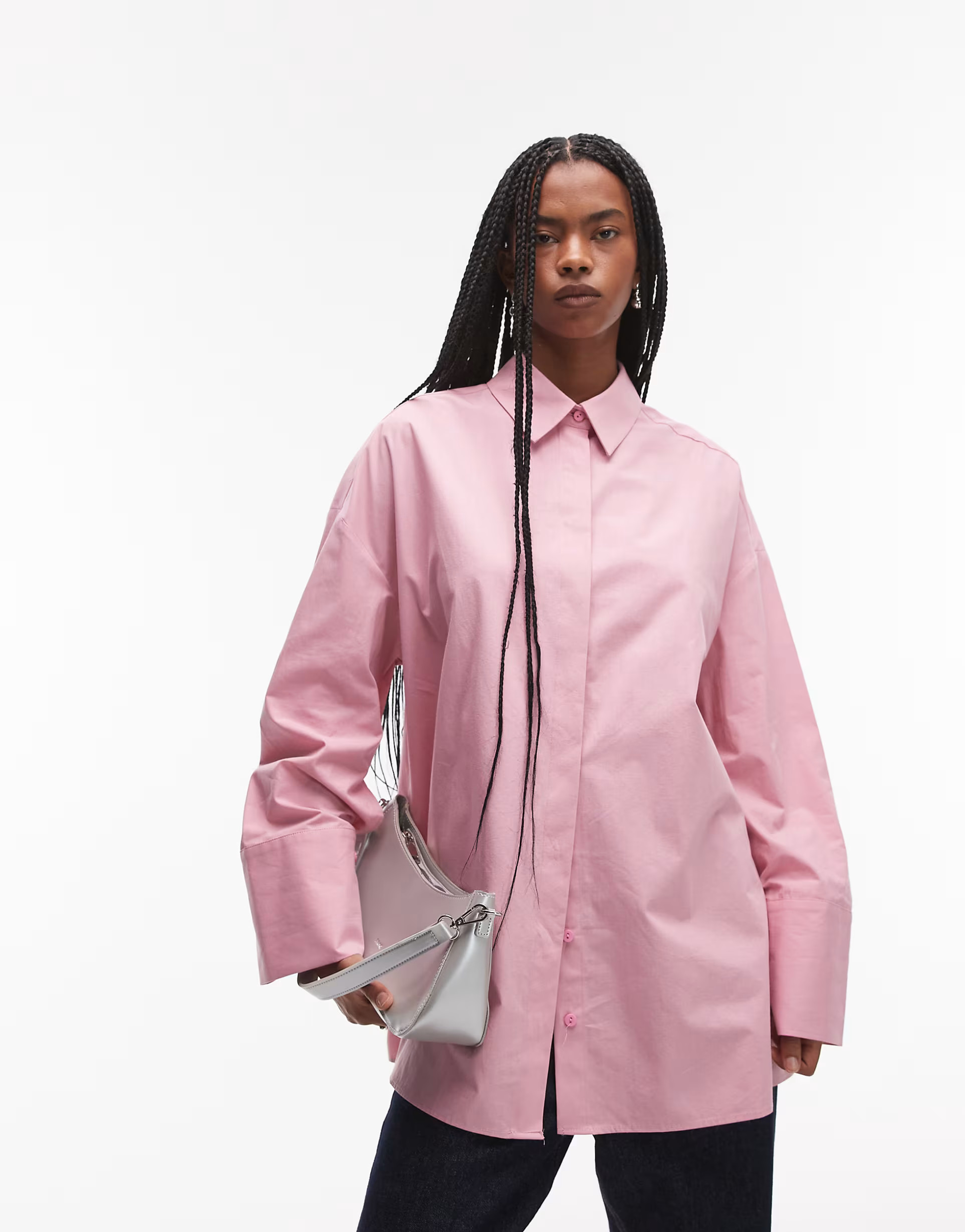 ASOS DESIGN poplin wide sleeve ultimate shirt in pink | ASOS (Global)