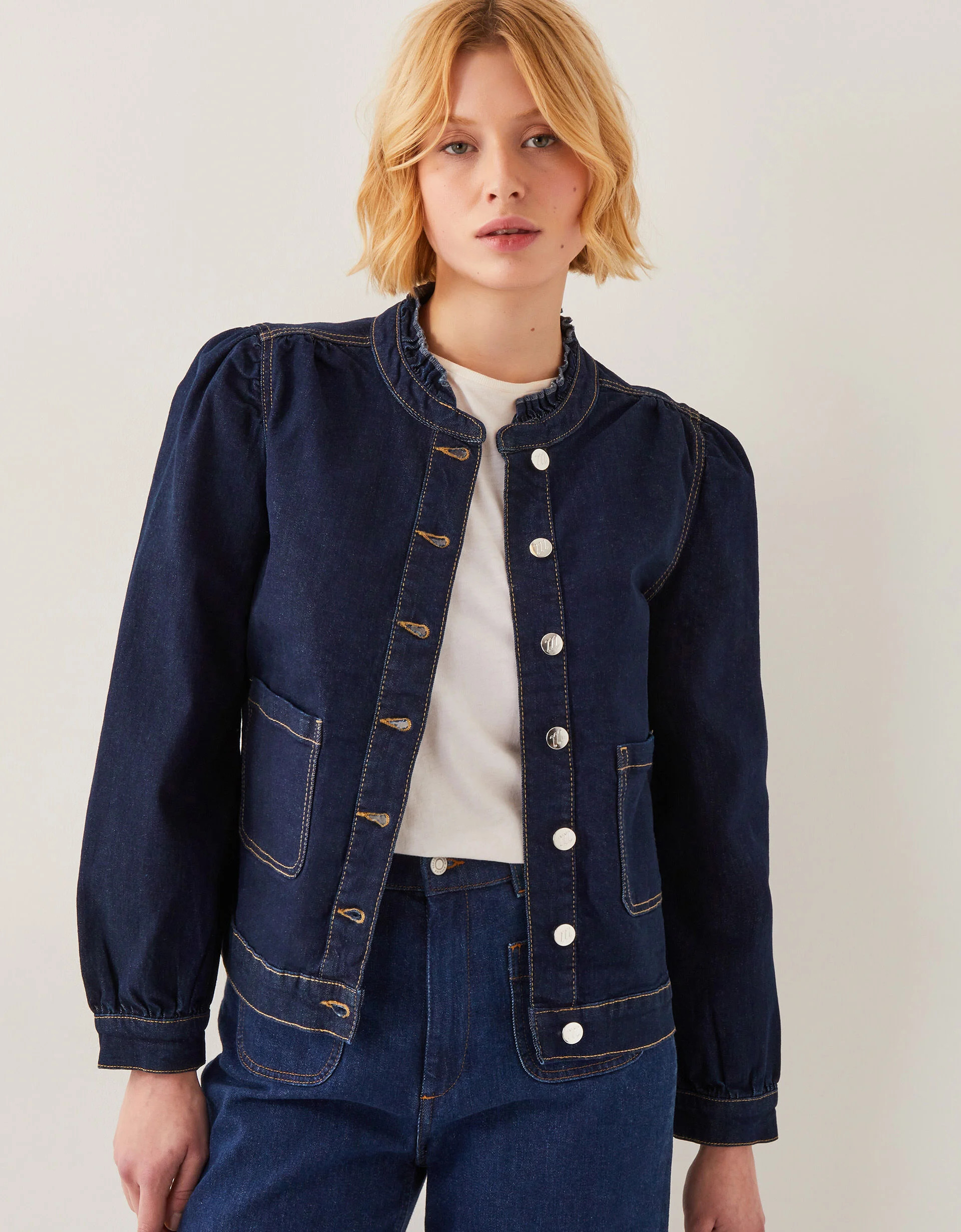 Louisa Frill Denim Jacket Blue | Monsoon (UK)