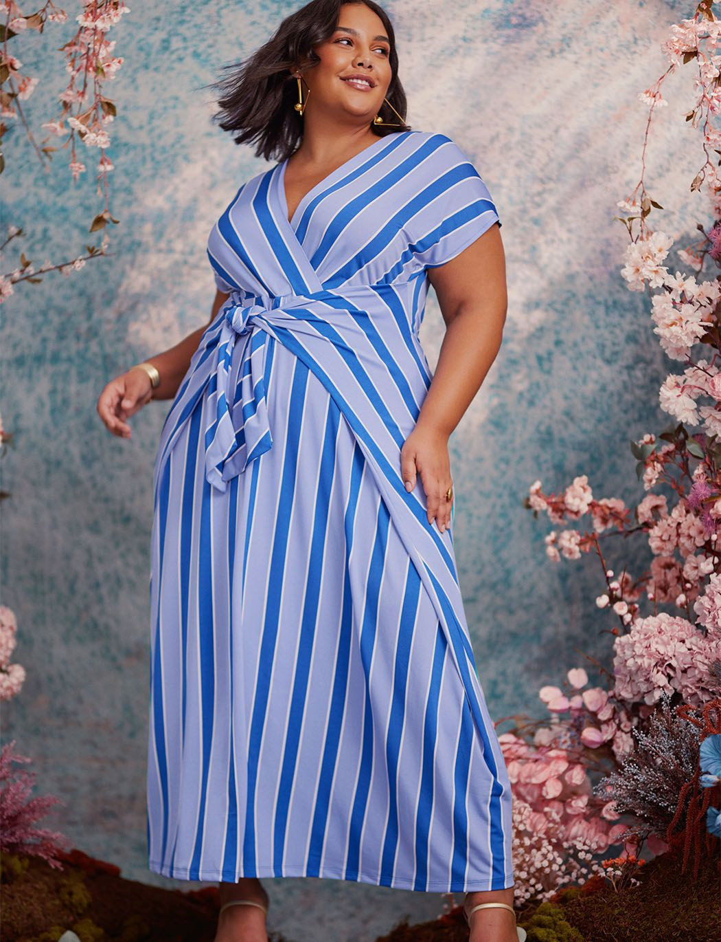 ELOQUII Elements Easy Maxi Dress With Wrap Tie Skirt | Eloquii