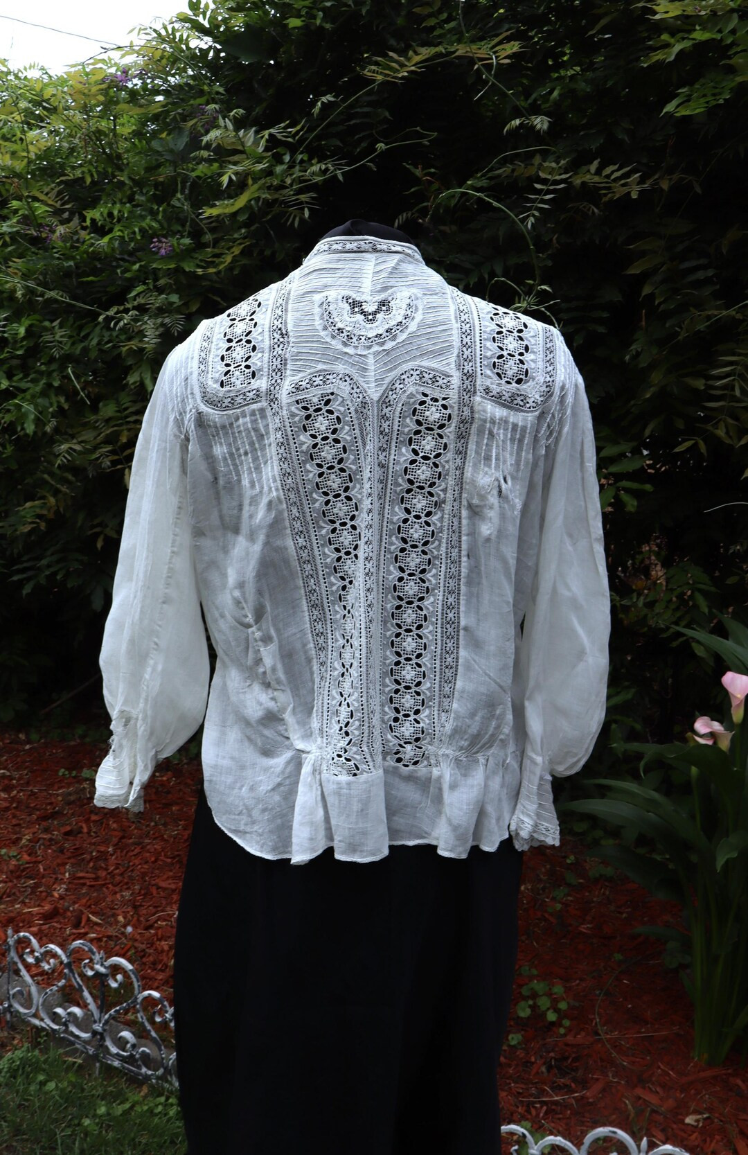 Antique 1910's Cotton & Lace Lady Edwardian Long Sleeves Blouse Color Ecru - Etsy Canada | Etsy (US)