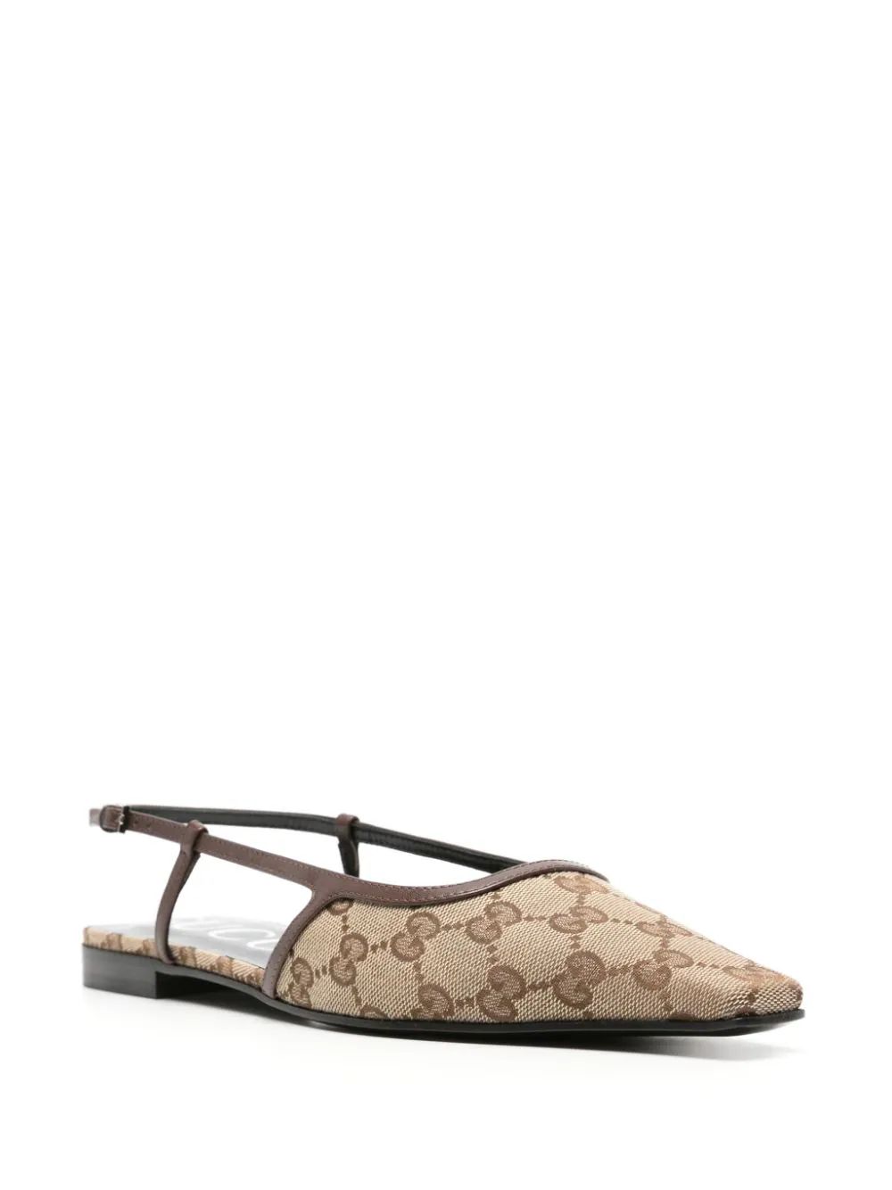 Gucci GG Canvas Slingback Ballerina Shoes - Farfetch | Farfetch Global